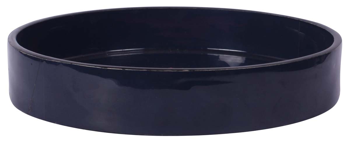 Buy in Bulk Wholesale Round Tray in MDF 9” Decorative with Enamel Work in Floral Pattern - Black & Pink - Accessory Organizer/Home Essentials/Decor